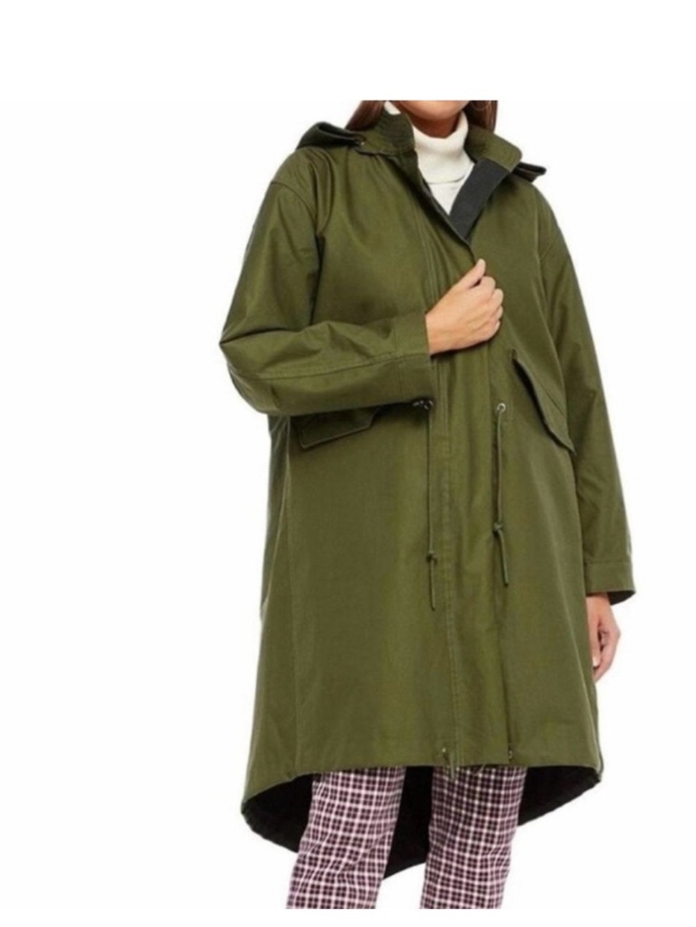 Tory Burch Olive Green Hooded Utility Parka